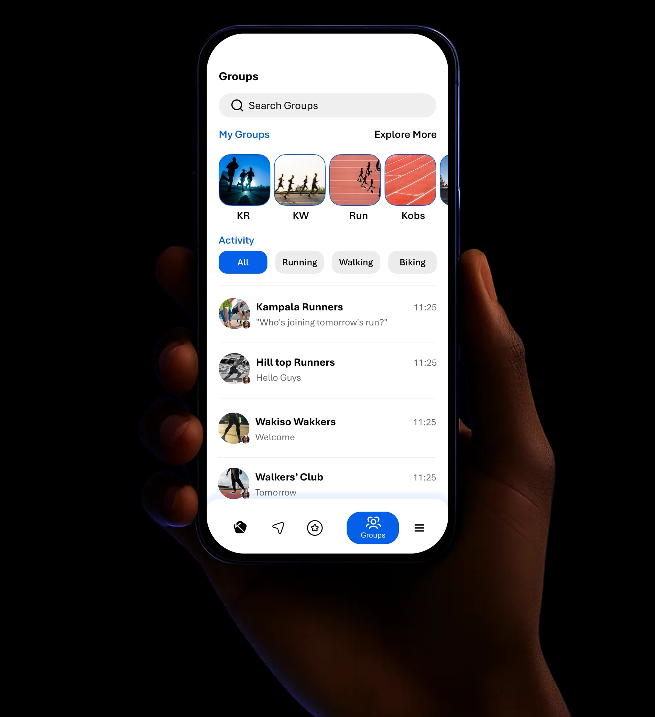 KLife groups screen with nearby groups to join